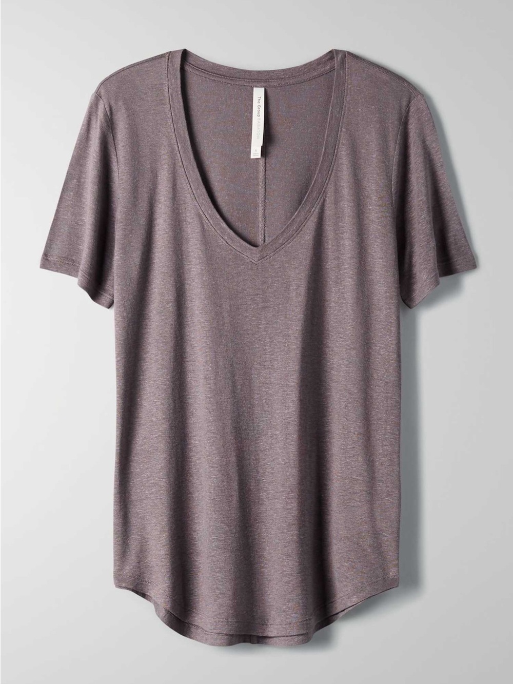 Babaton Heathered Plum V-Neck Short Sleeve Tee